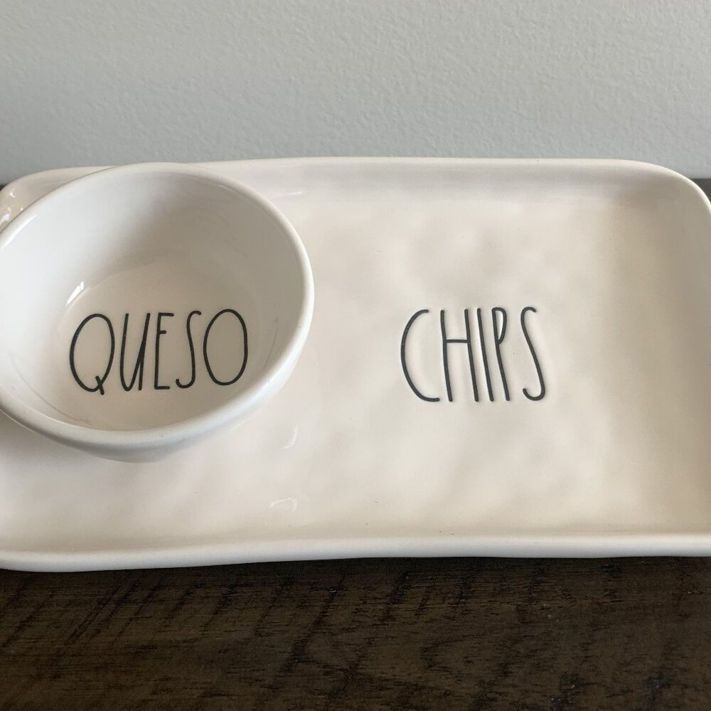 Rae Dunn CHIPS & QUESO Snack Tray | Farmhouse Kitchen Decor